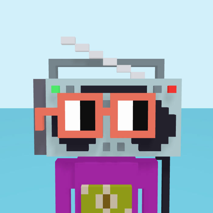 Boombox, a voxel Noun with a boombox head and square noggles
