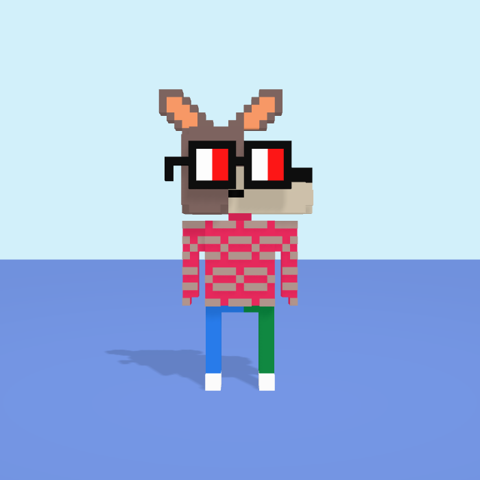Kangaroo voxel model, front view