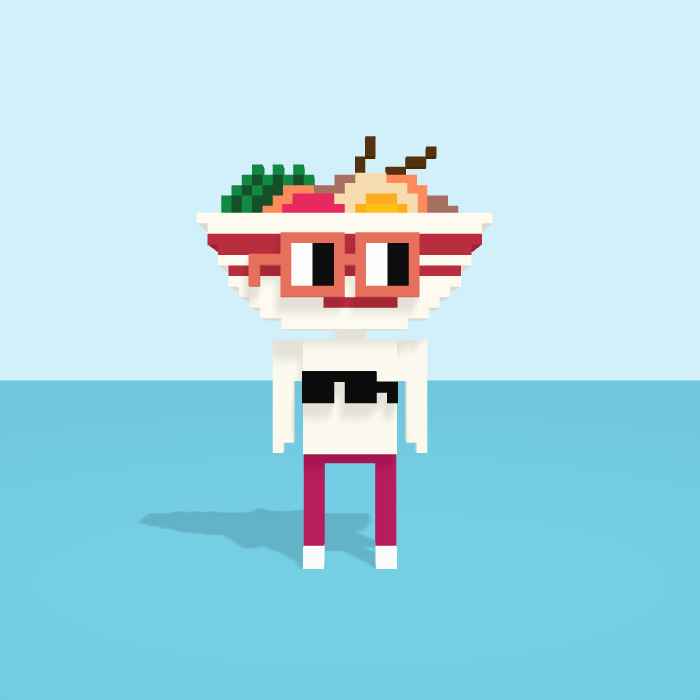 Noodles voxel model, front view