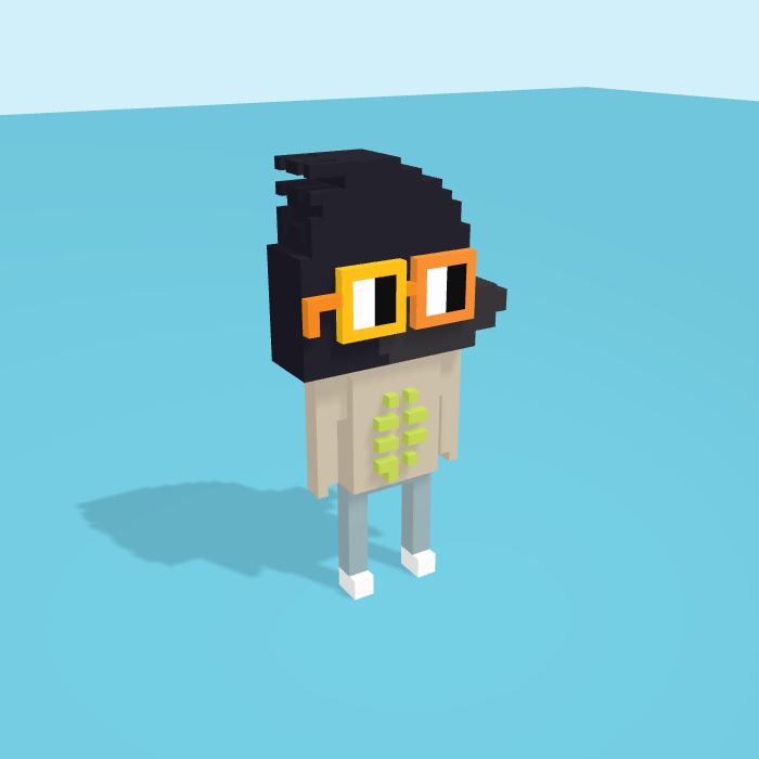 Raven voxel model, side view