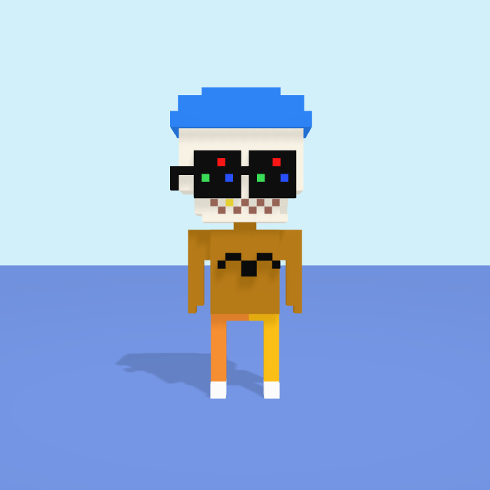 Skeleton Hat voxel model, front view