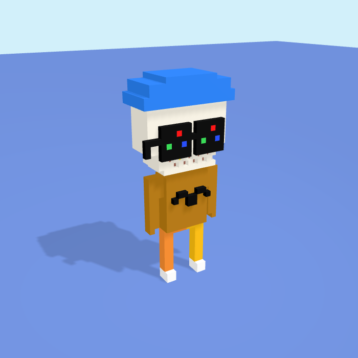 Skeleton Hat voxel model, side view