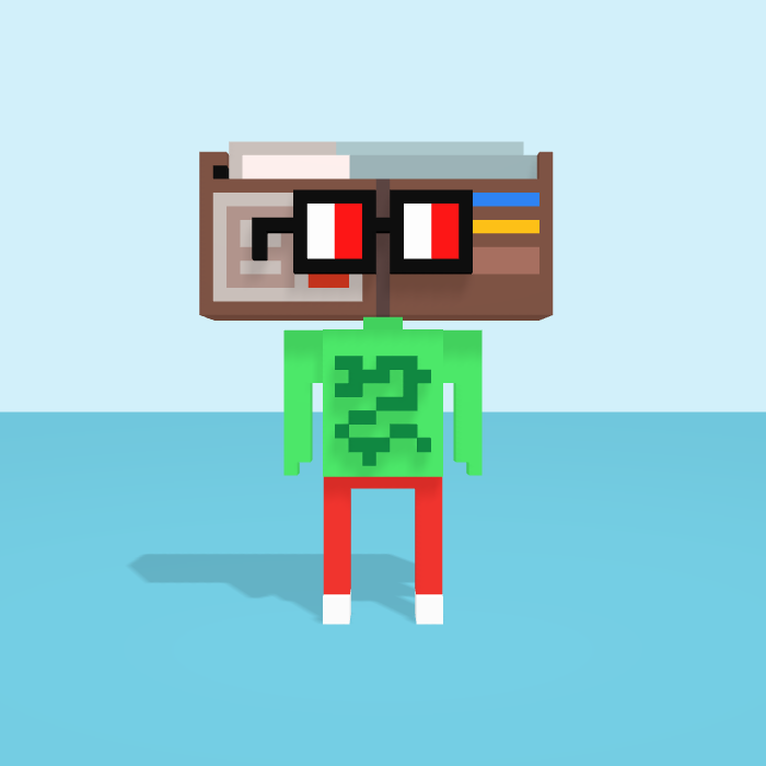 Wallet voxel model, front view